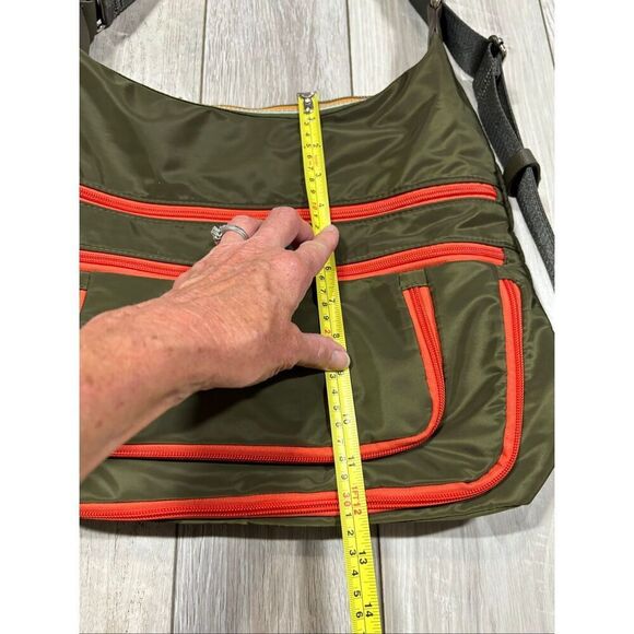 Sondra Roberts Squared Green and Orange Zipper Purse Shoulder Bag - Picture 9 of 11